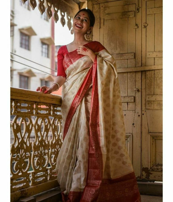 Alisha Soft Lichi Silk Saree with Rich Pallu and Jacquard Border - Perfect for Wedding and Party