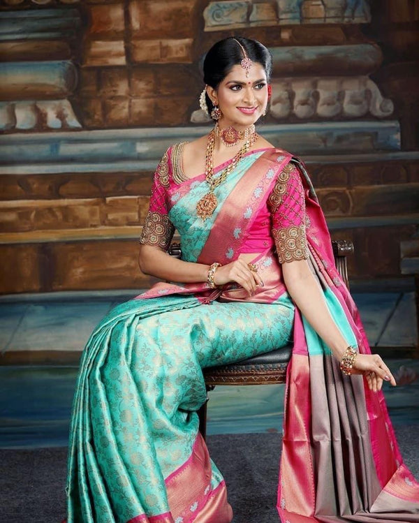 Gorgeous Banarasi Soft Silk Saree with Heavy Gold Zari Work and Rich Jacquard Pattern – Perfect for All Occasions