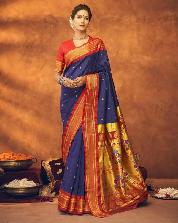 Exquisite Banarasi Soft Silk Saree with Traditional Zari Motifs and Jacquard Weave – 5.5 Meter