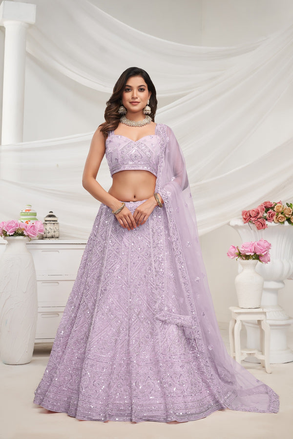 Premium Mauve Zig-Zag Pattern Sequin Work Girlish Party Wear Lehenga