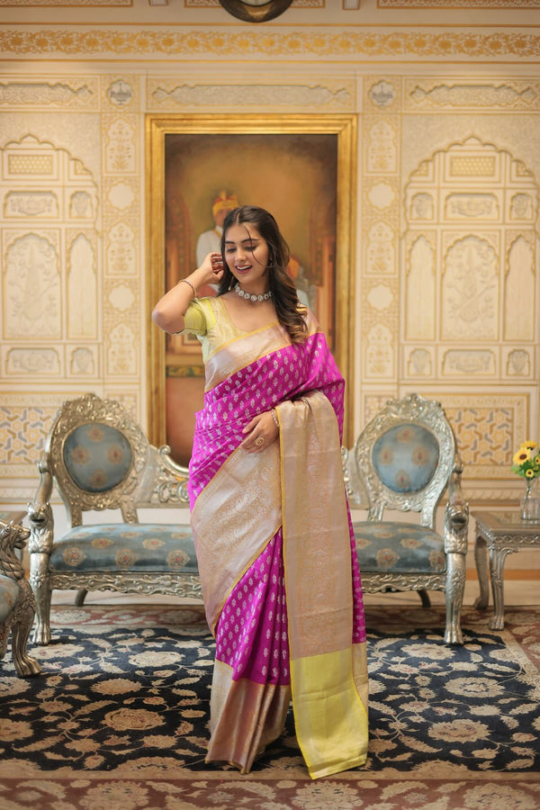 Elegant Pink Kanjivaram Silk Saree with Zari Weaving Work-KA-3004